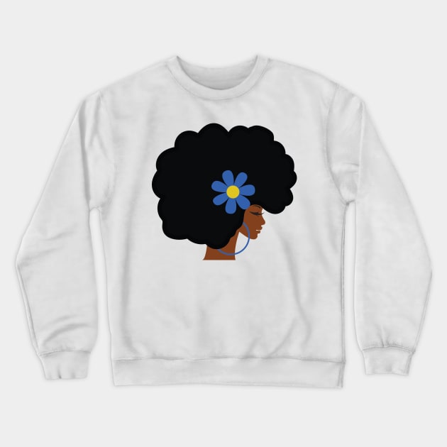 Big Curly Afro With Flower Crewneck Sweatshirt by blackartmattersshop